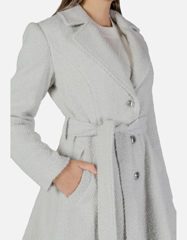 Low-Cut V-Neck Buttoned Coat Women - Grey