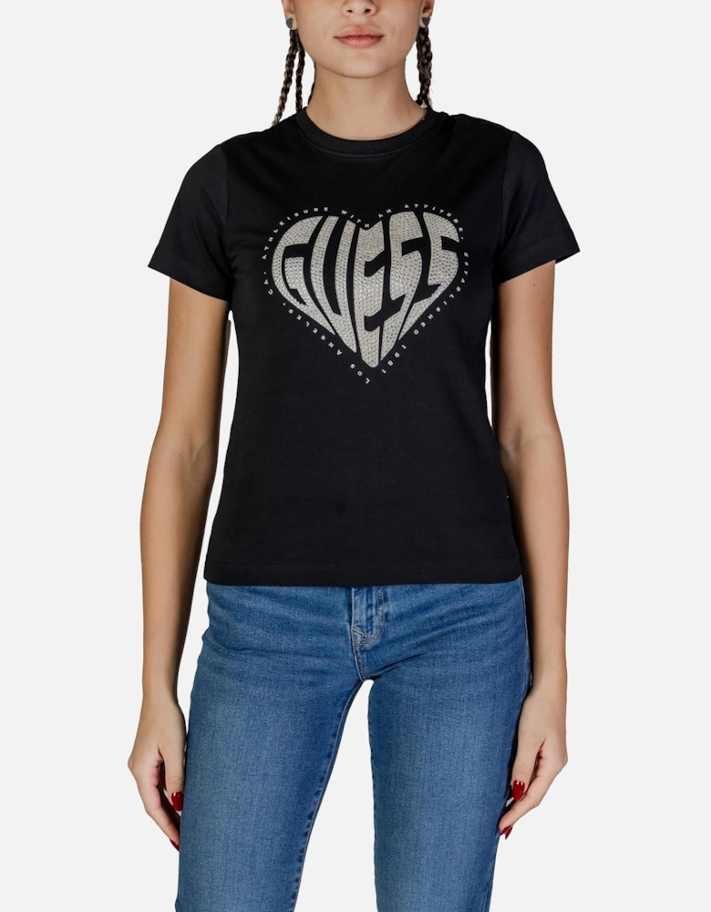 Short Sleeve Round Neck T-Shirt Women - Black Shirts