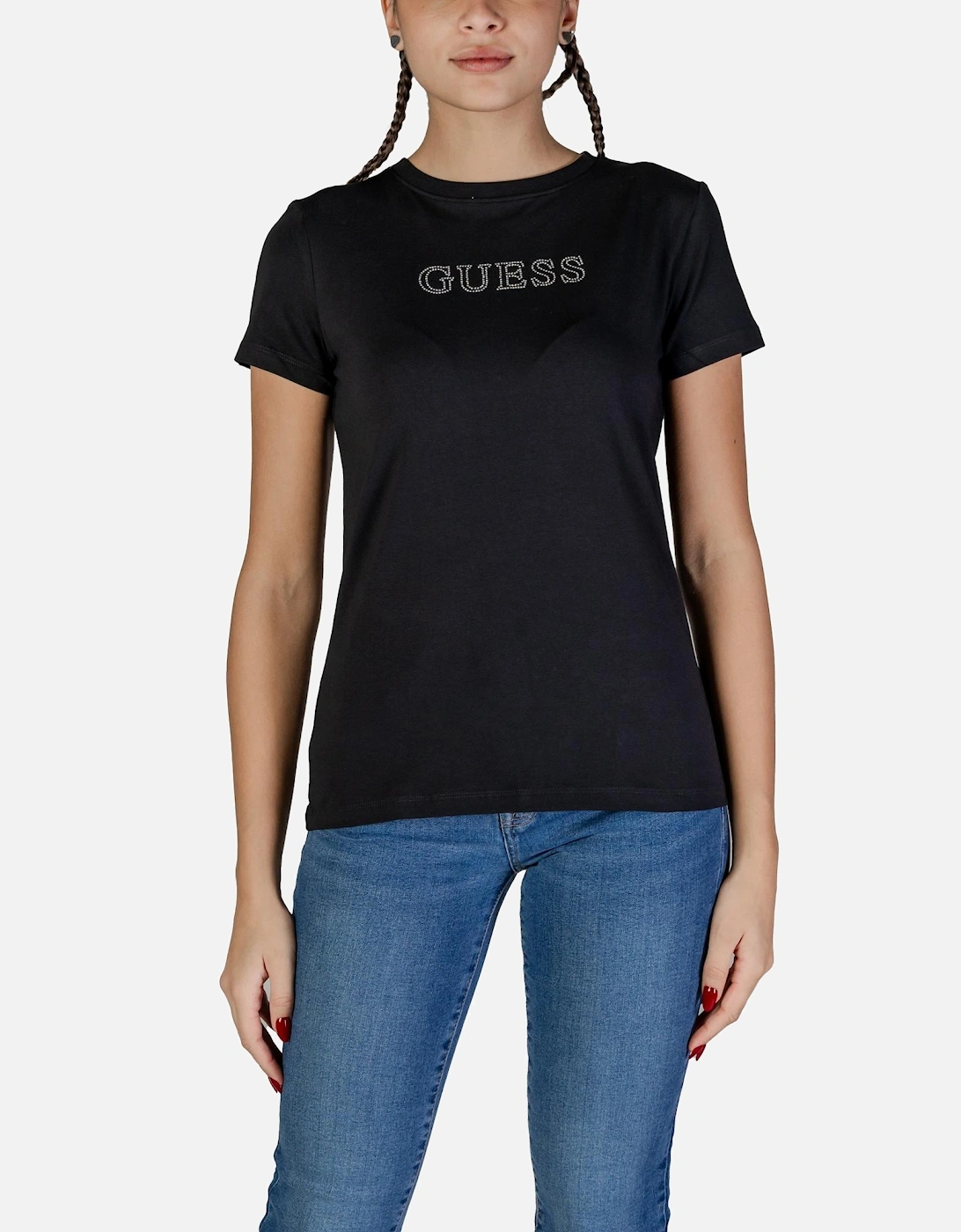 Short Sleeve Round Neck T-Shirt Women - Black Shirts, 4 of 3