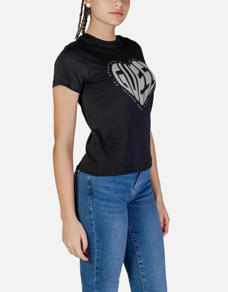 Short Sleeve Round Neck T-Shirt Women - Black Shirts