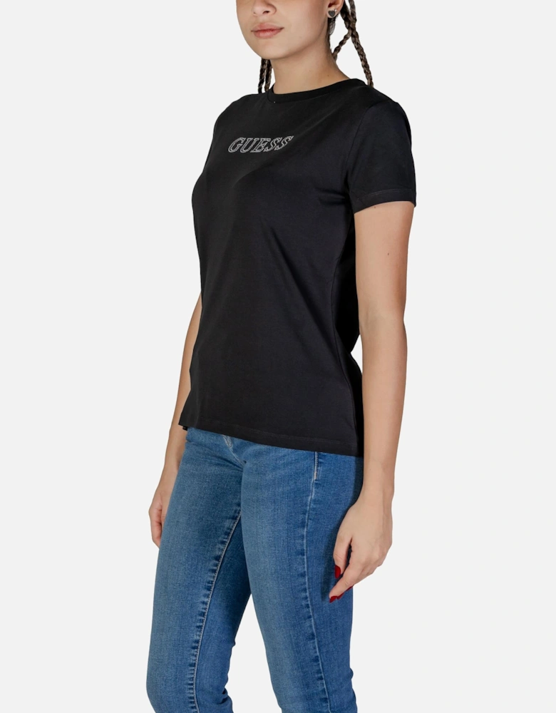 Short Sleeve Round Neck T-Shirt Women - Black Shirts