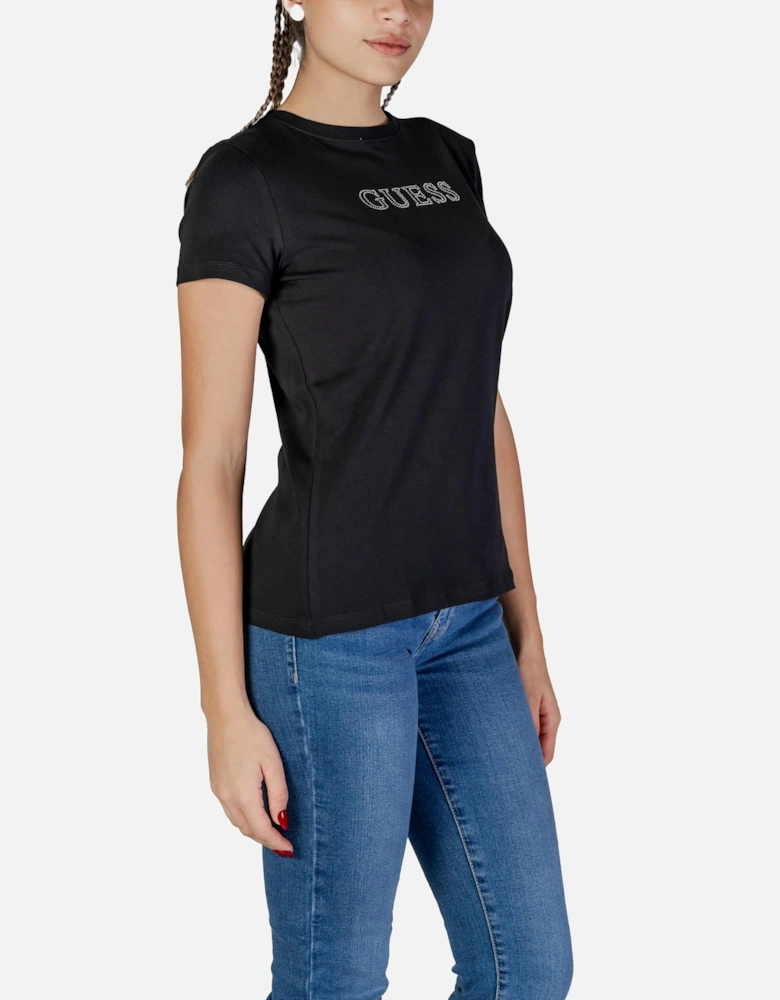 Short Sleeve Round Neck T-Shirt Women - Black Shirts