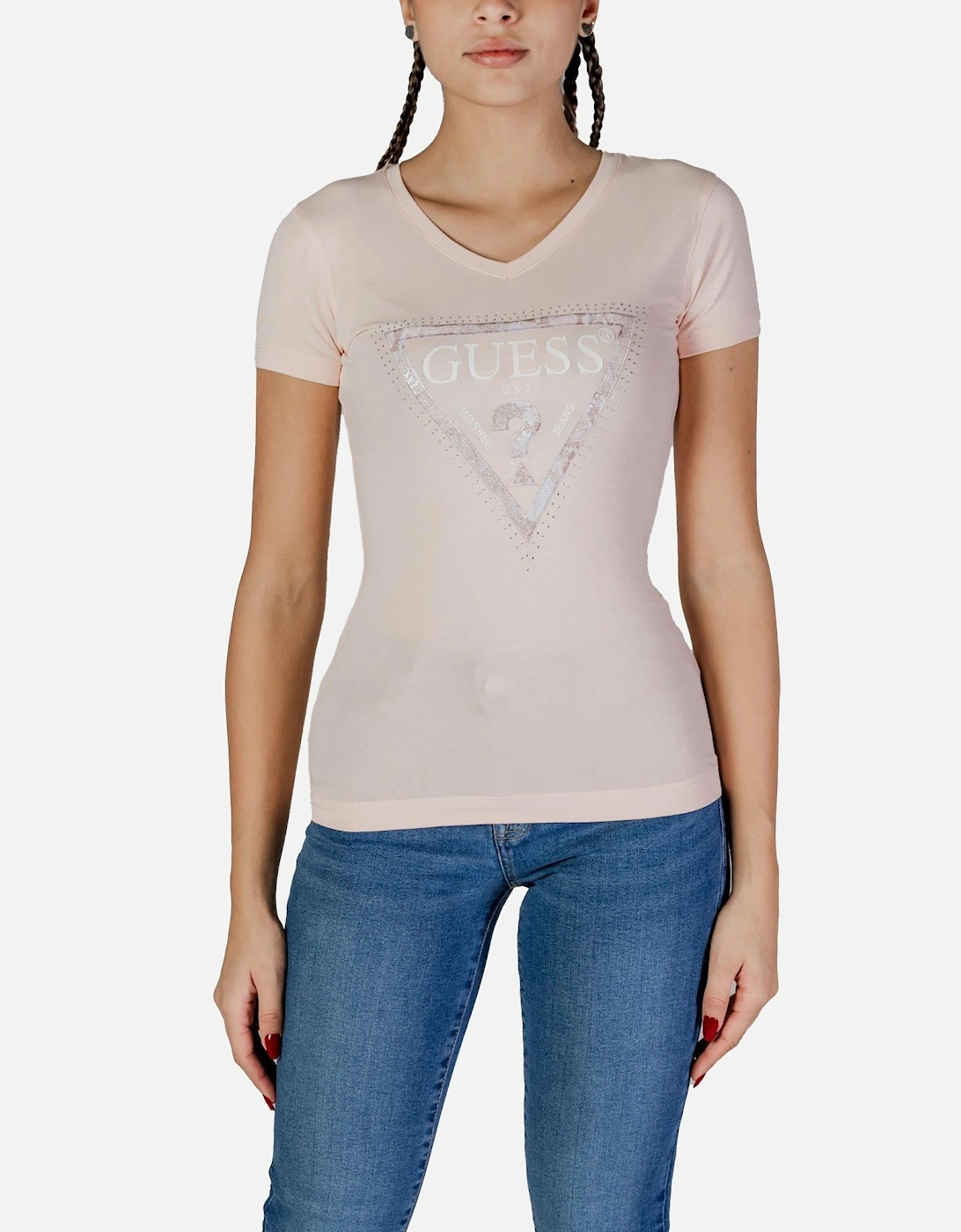 V-Neck Short Sleeve Cotton T-Shirt Women - Pink Shirts, 4 of 3