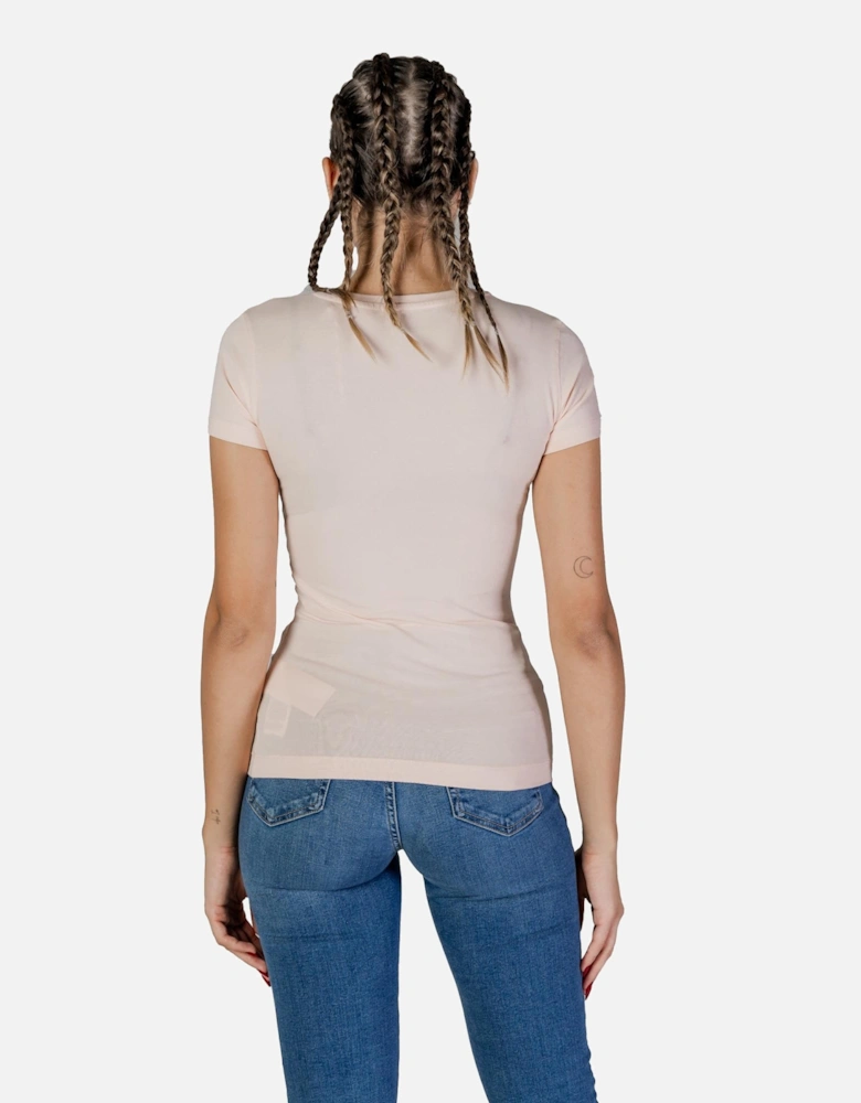 V-Neck Short Sleeve Cotton T-Shirt Women - Pink Shirts