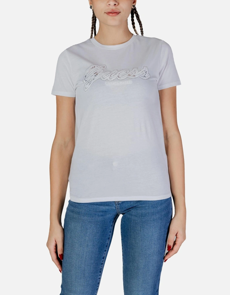 Short Sleeve Round Neck Cotton T-Shirt Women - White Shirts