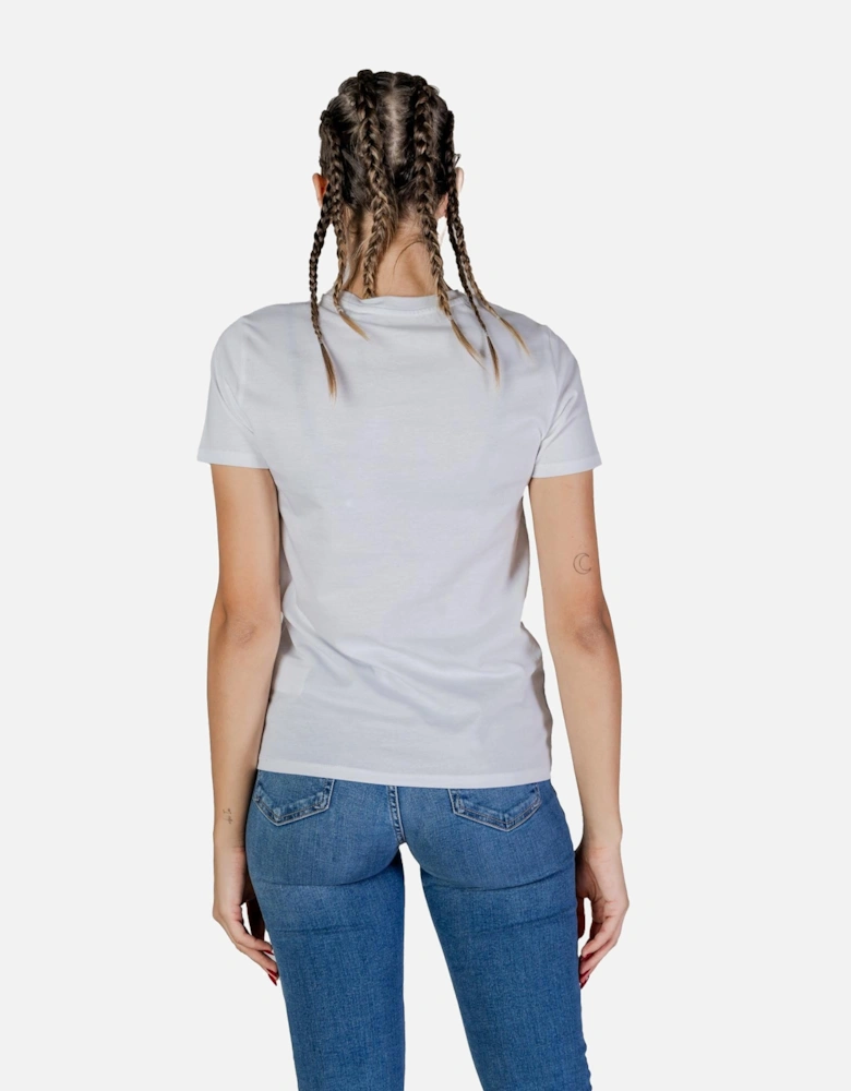 Short Sleeve Round Neck Cotton T-Shirt Women - White Shirts