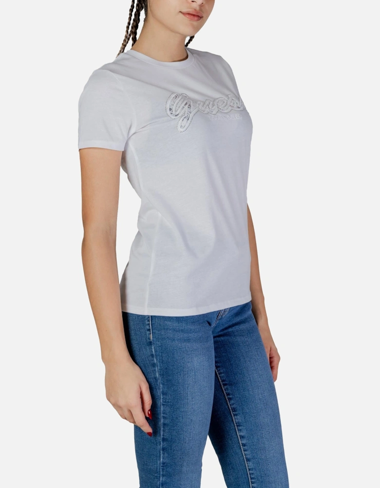 Short Sleeve Round Neck Cotton T-Shirt Women - White Shirts