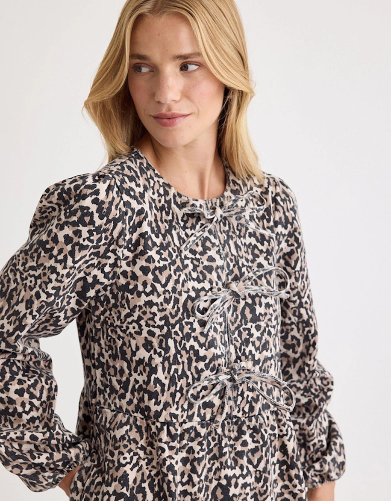 Leopard Print Mini Dress - Multi