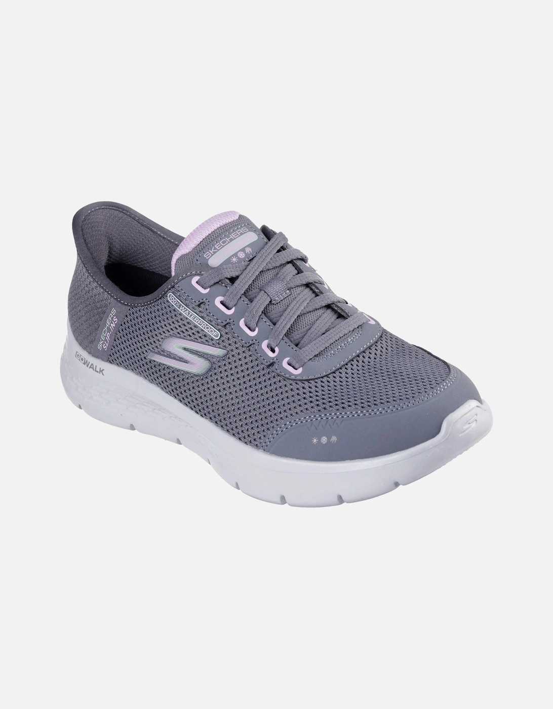 Women's Skechers Go Walk Flex Clear Creek Textile Women's Charcoal/Lavender Trainers - Grey - Size: 4