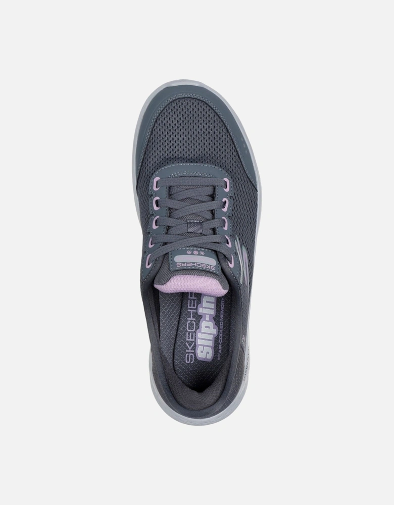 Skechers model Go Walk Flex Clear Creek Trainers Female in Charcoal/Lavender