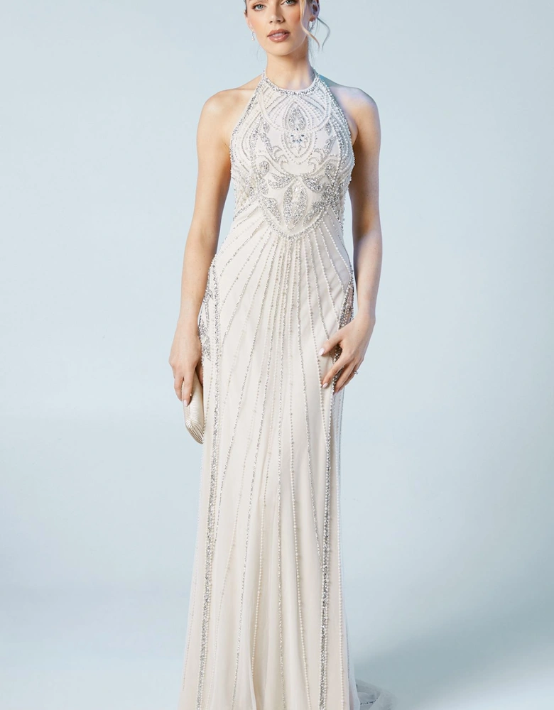 Sculpting Halterneck Embellished Wedding Dress