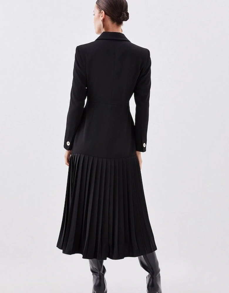 Petite Pleated Button Detailed Woven Midi Dress