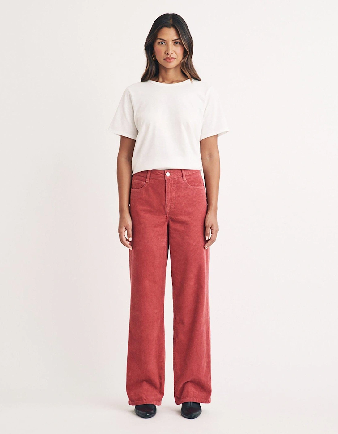 Wide Leg Cord Trousers - Pink