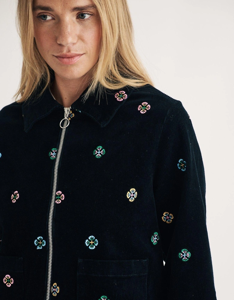 Embroidered Cord Jacket - Black