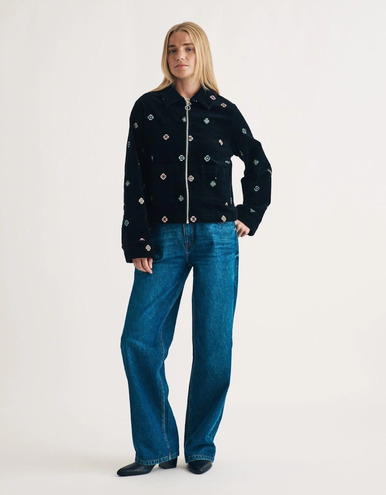 Embroidered Cord Jacket - Black