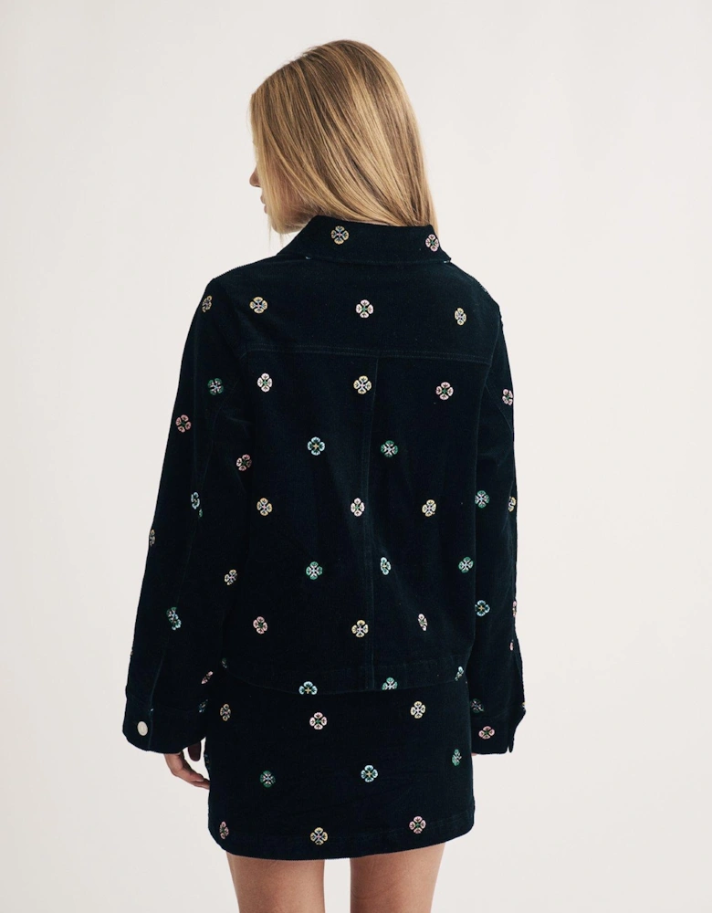 Embroidered Cord Jacket - Black