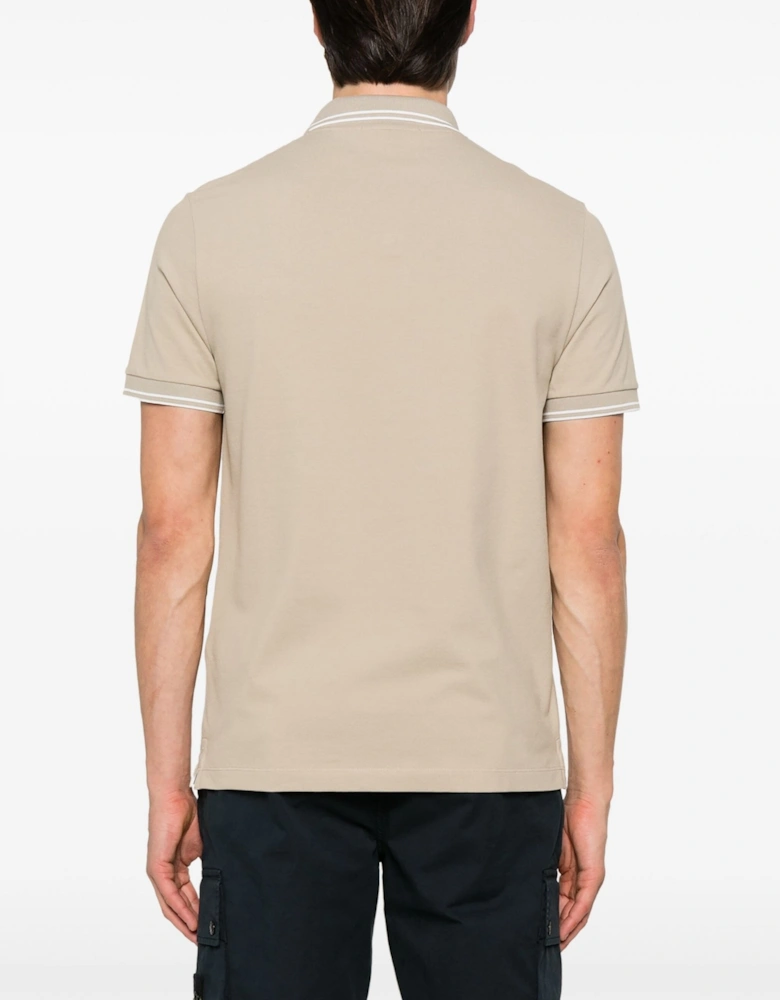 Compass Patch Cotton Polo Shirt Beige