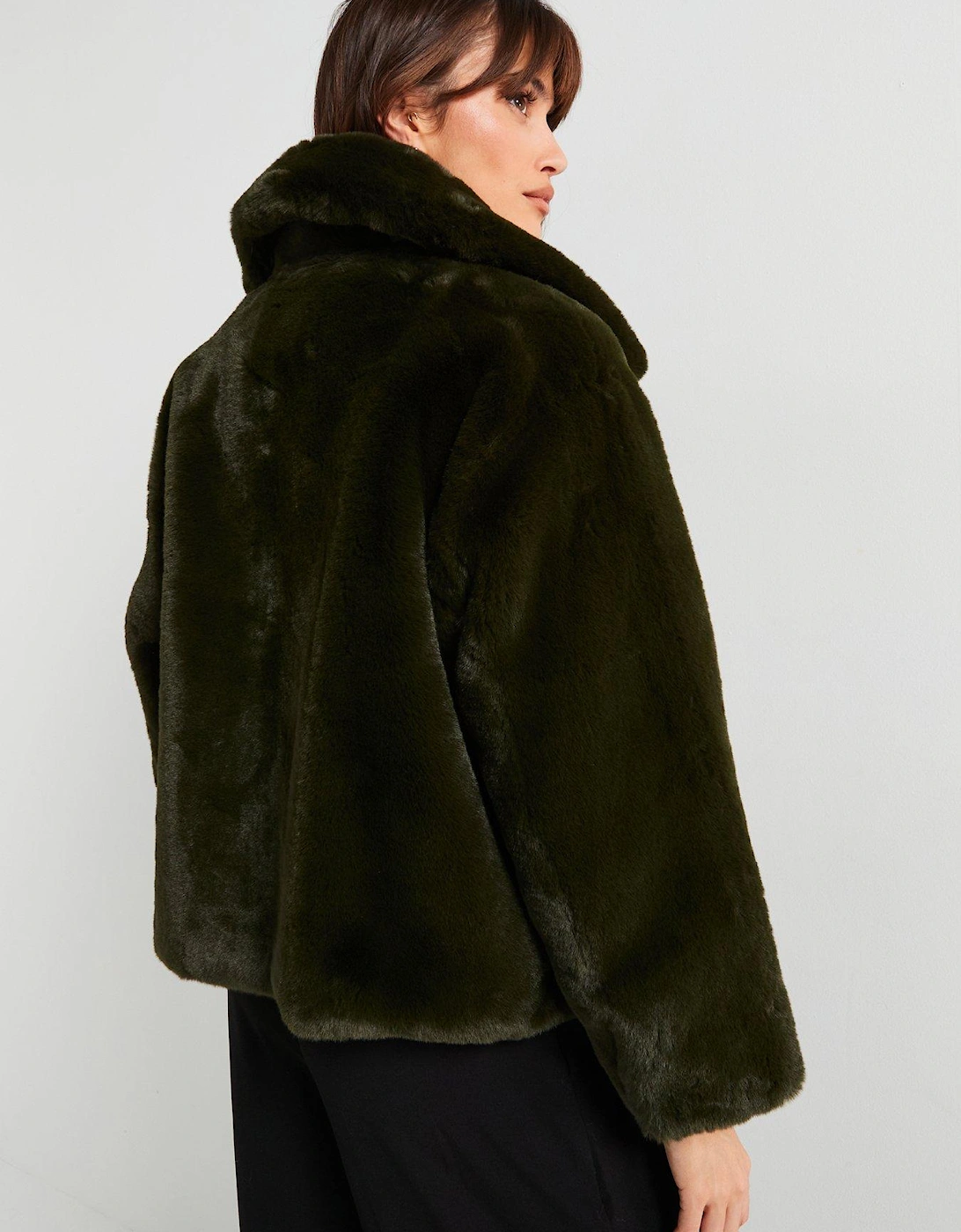 Traci Coat Forest Green Faux Fur Coat - Dark Green