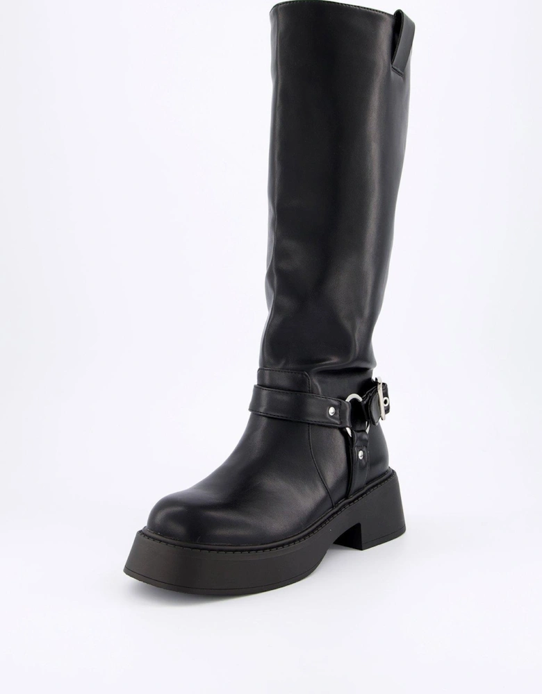 Menna Knee High Boots - Black