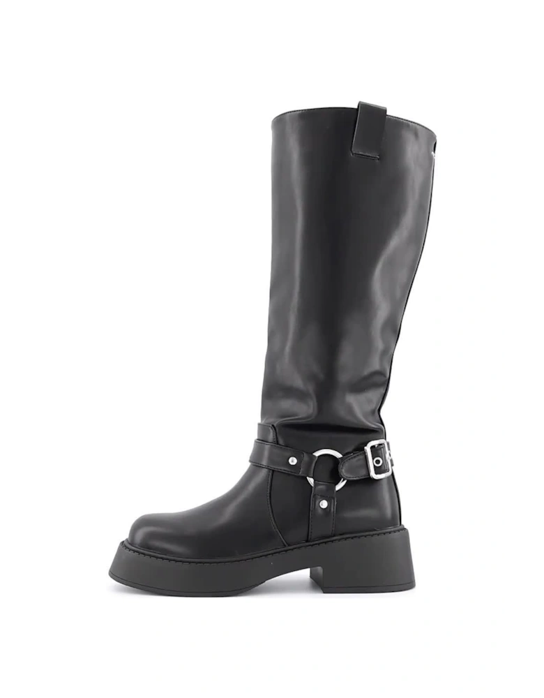 Menna Knee High Boots - Black