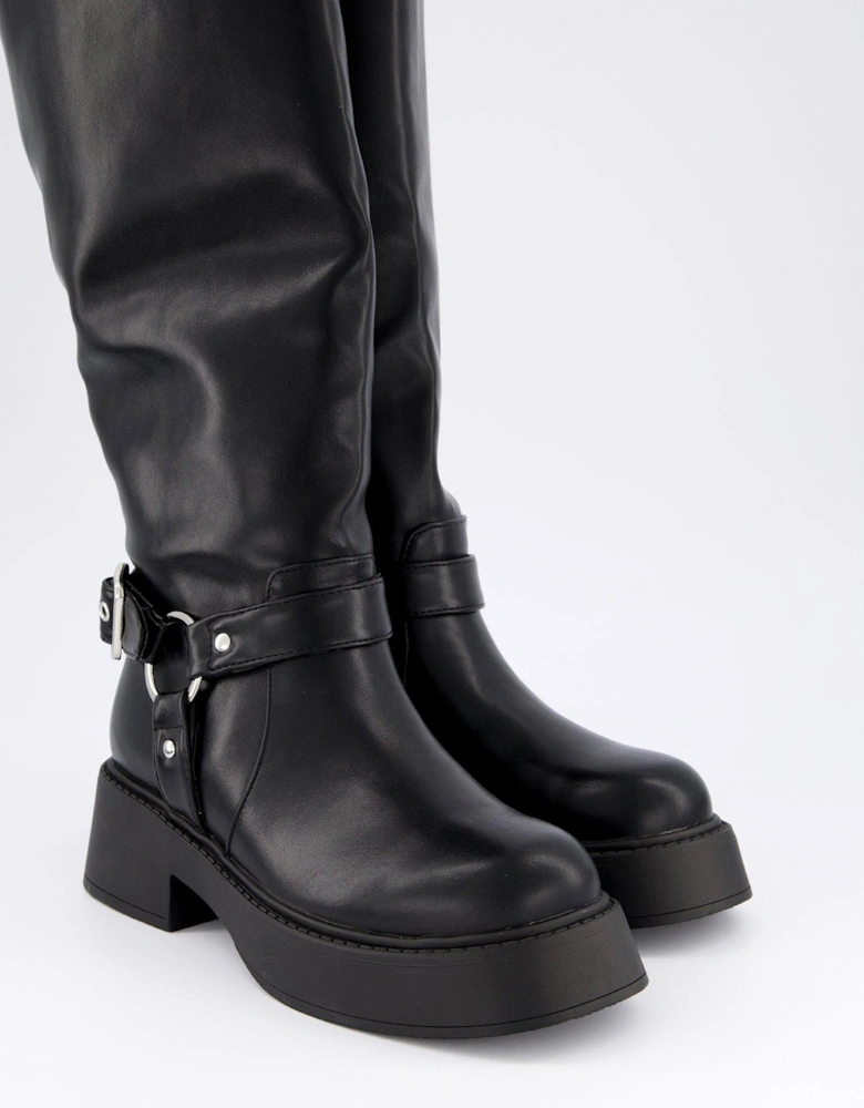 Menna Knee High Boots - Black