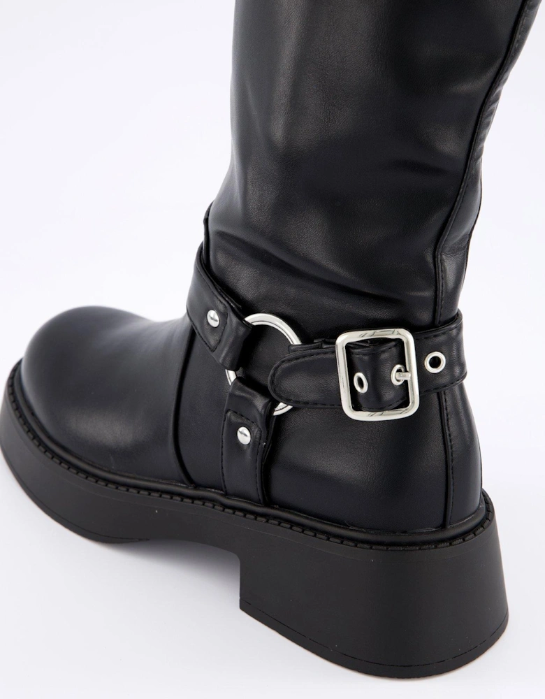 Menna Knee High Boots - Black