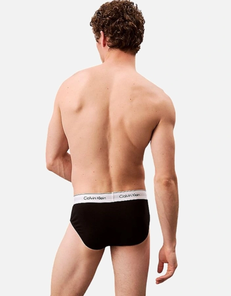 3-Pack Modern Cotton Hip Briefs, Black/white