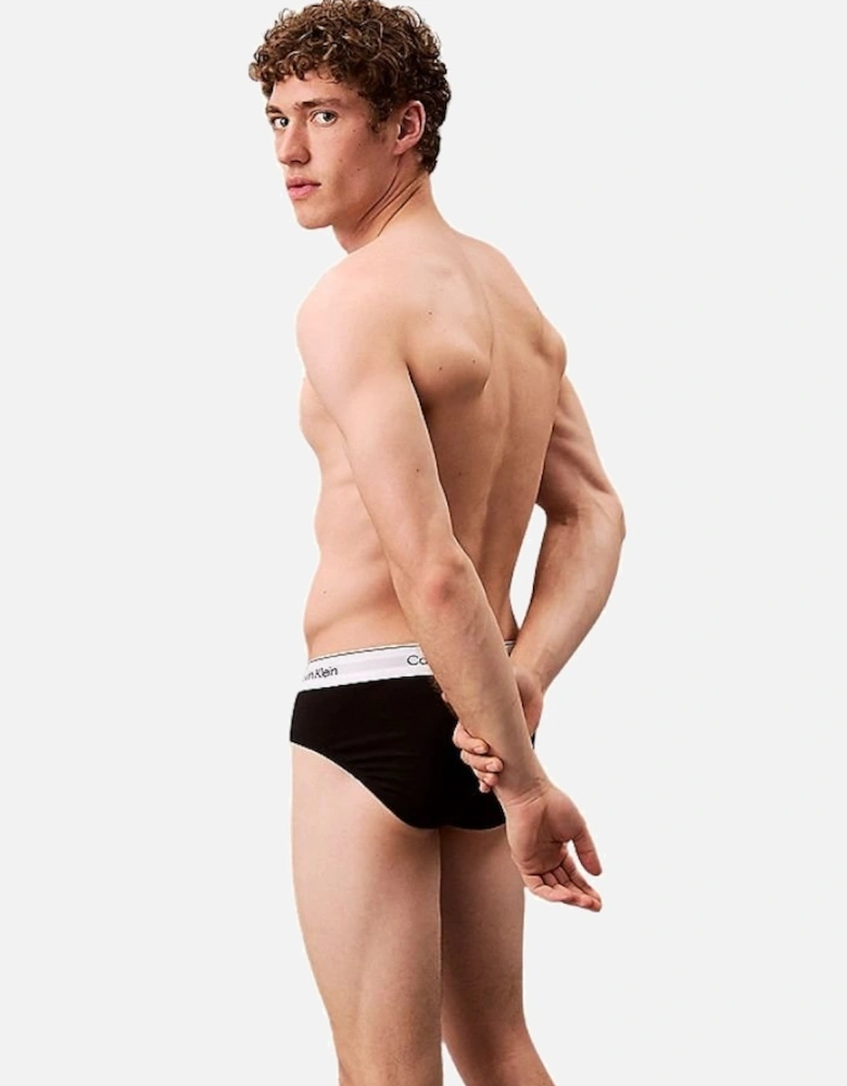 3-Pack Modern Cotton Hip Briefs, Black/white