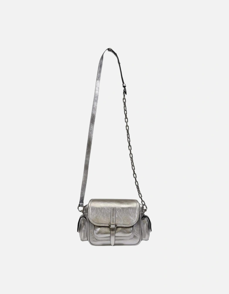 Leather Quilted Chain Shoulder Bag Women - Silver Handbags