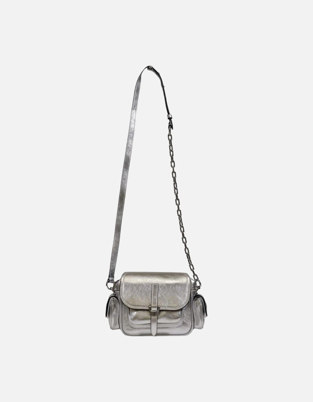 Leather Quilted Chain Shoulder Bag Women - Silver Handbags, 6 of 5