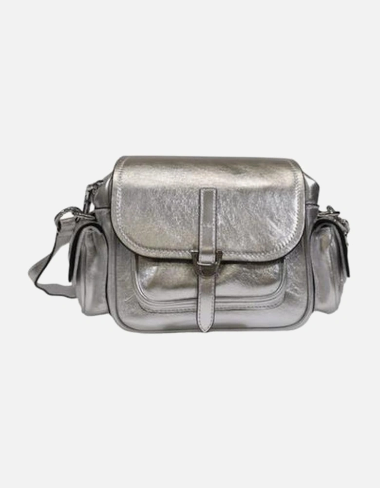 Leather Quilted Chain Shoulder Bag Women - Silver Handbags