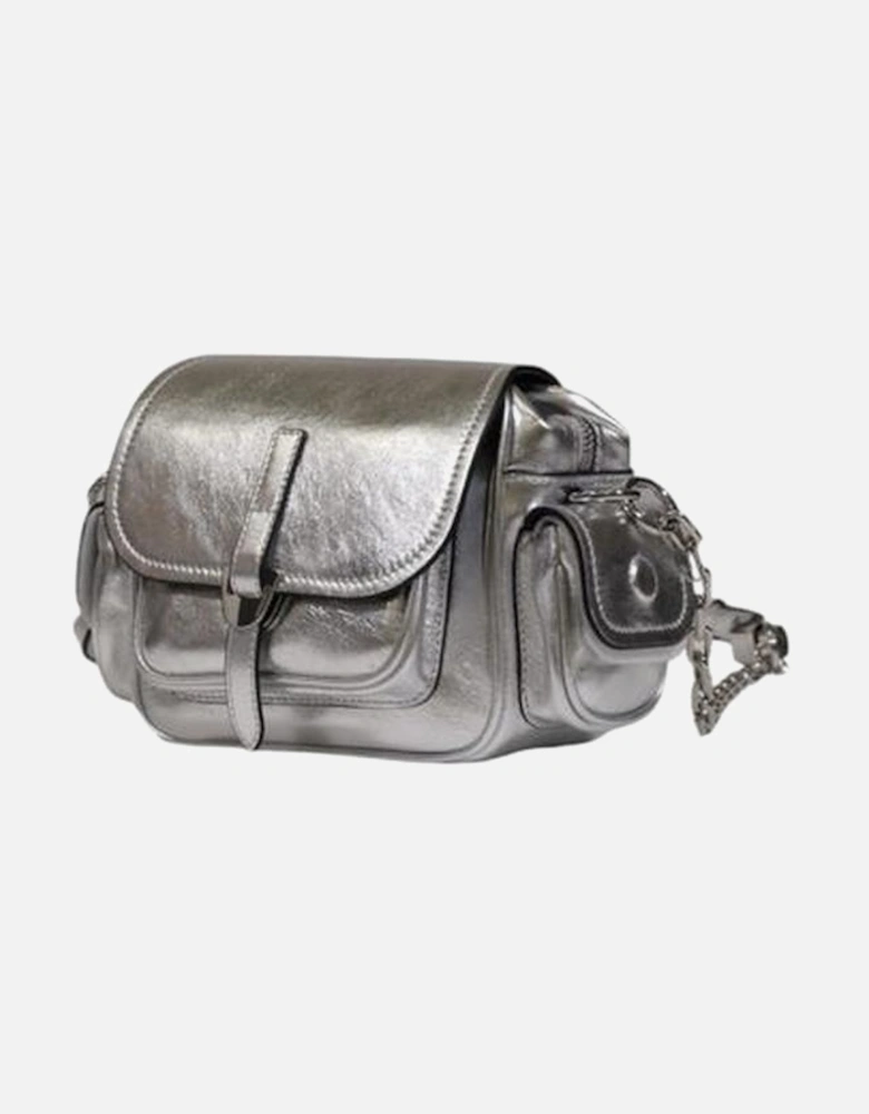 Leather Quilted Chain Shoulder Bag Women - Silver Handbags