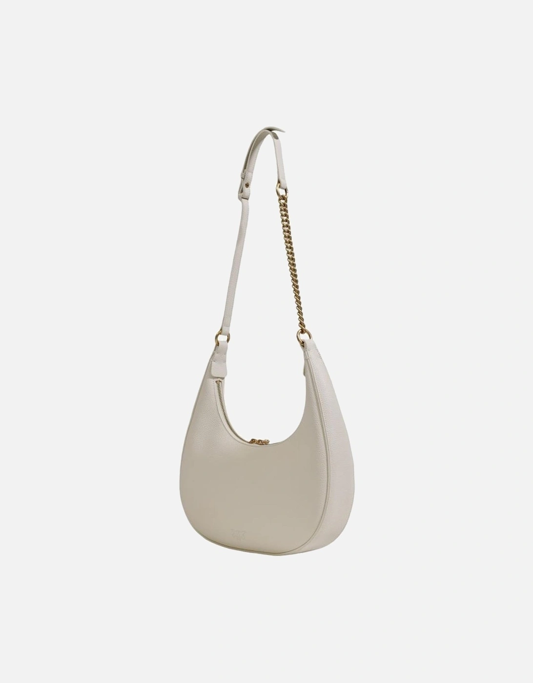 Leather Shoulder Bag with Chain Strap Women - White Handbags