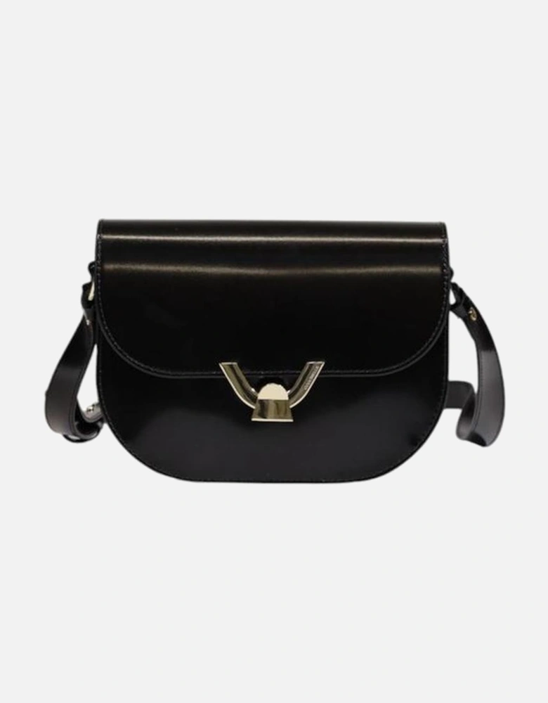 Leather Shoulder Bag with Chain Strap Women - Black Handbags