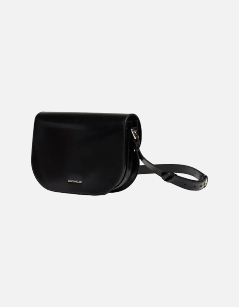 Leather Shoulder Bag with Chain Strap Women - Black Handbags