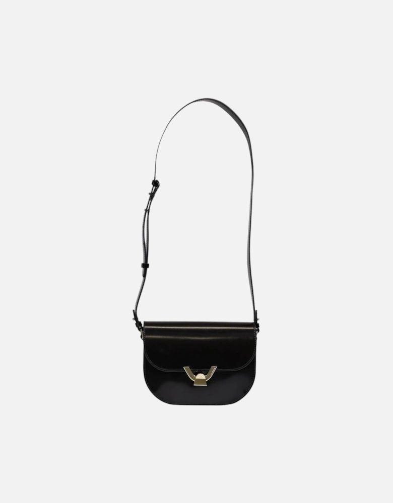 Leather Shoulder Bag with Chain Strap Women - Black Handbags