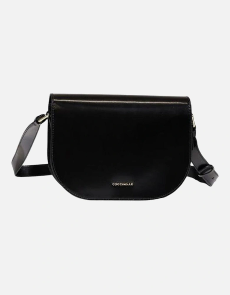 Leather Shoulder Bag with Chain Strap Women - Black Handbags