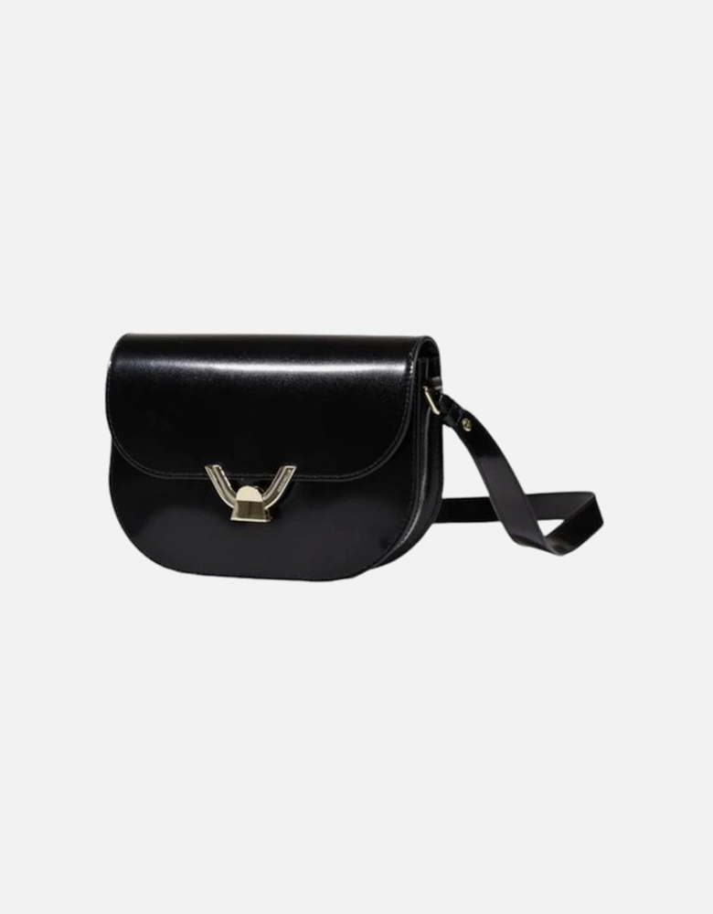 Leather Shoulder Bag with Chain Strap Women - Black Handbags