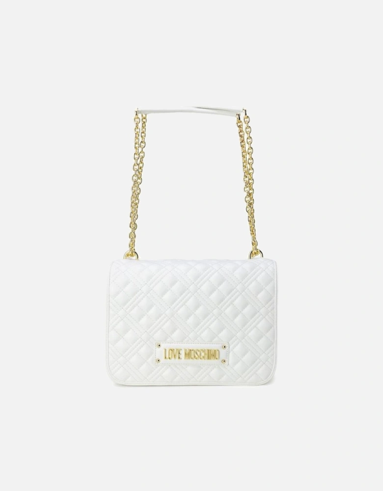 Womens Polyurethane Structured Tote - White Handbags