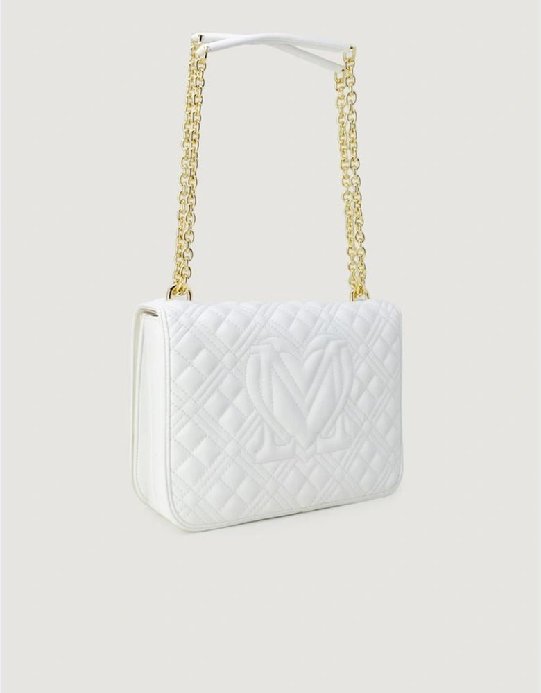 Womens Polyurethane Structured Tote - White Handbags