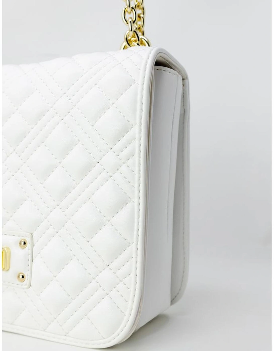 Womens Polyurethane Structured Tote - White Handbags