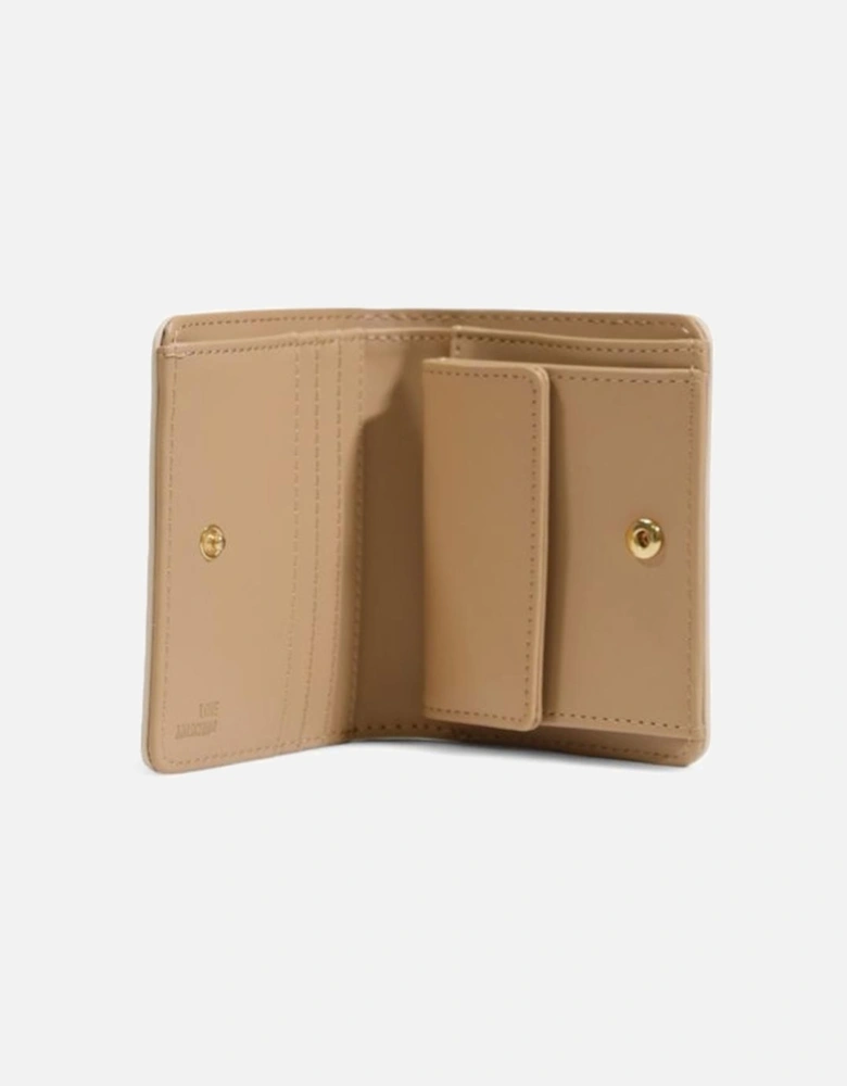 Compact PU Leather Wallet Women - Beige