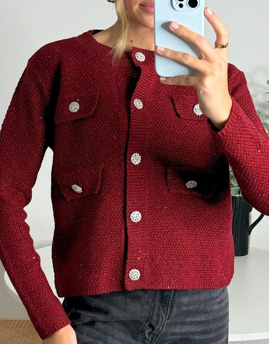 Diamante Cardigan - Red