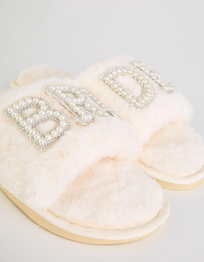 Sasha Bridal Slippers - Bride - Off White