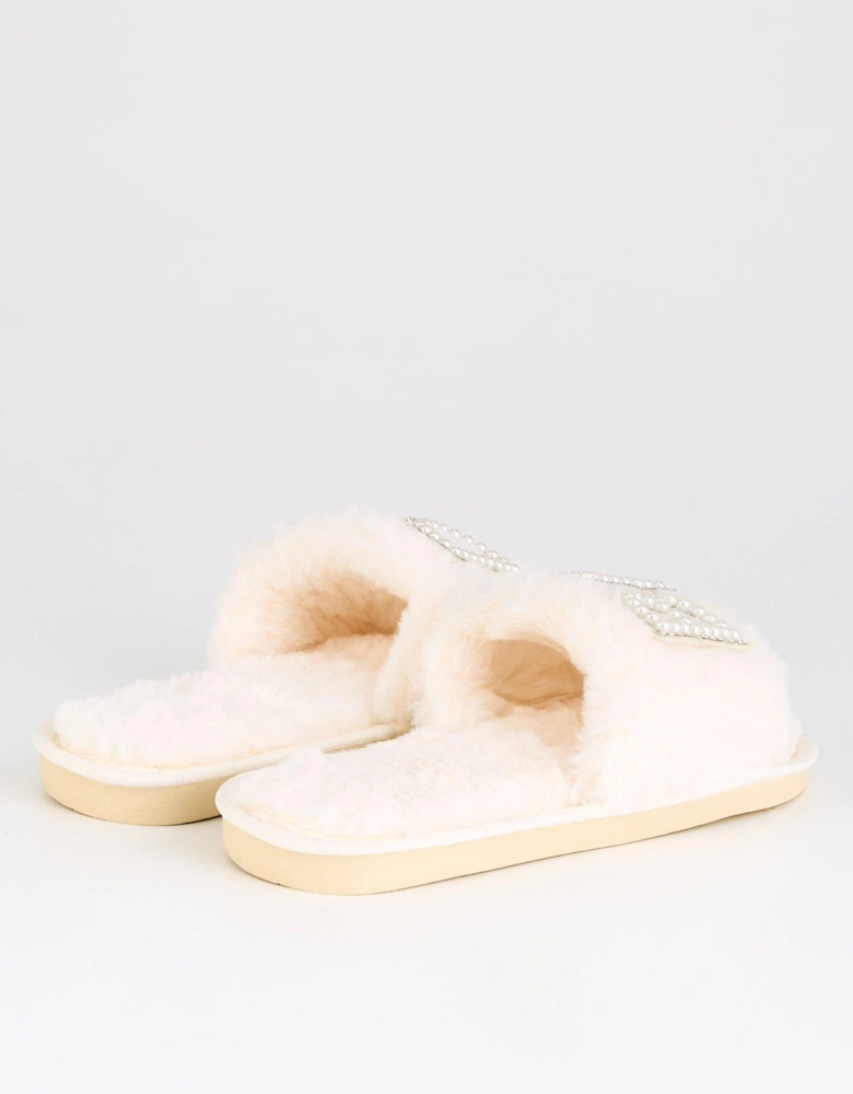 Sasha Bridal Slippers - Bride - Off White