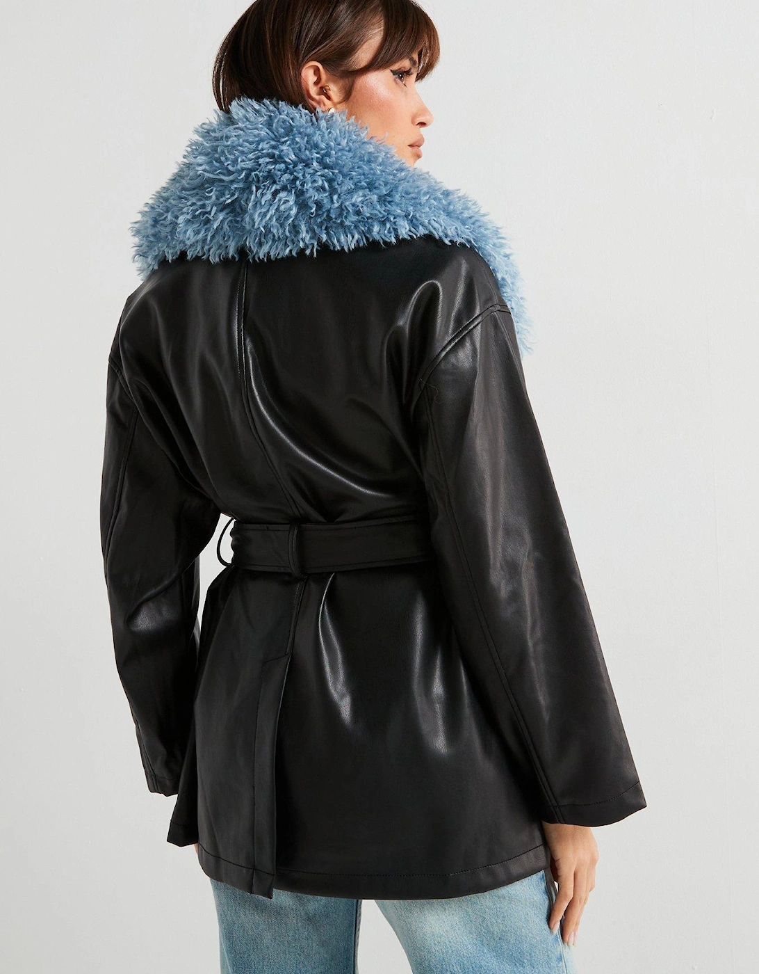 Agatha Coat And Blue Faux Fur Coat - Black