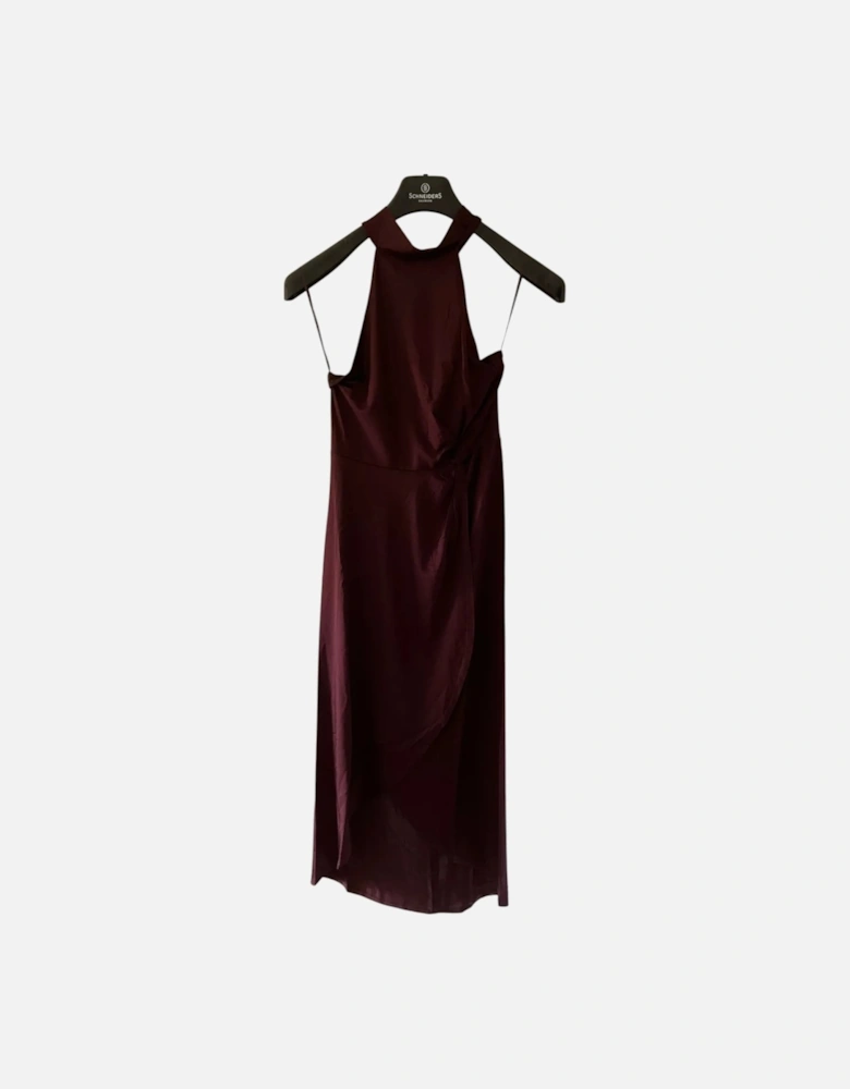 LD99 WMD-BETYEL Halter Neck Dress With Twist Waist Wine Party Tops New