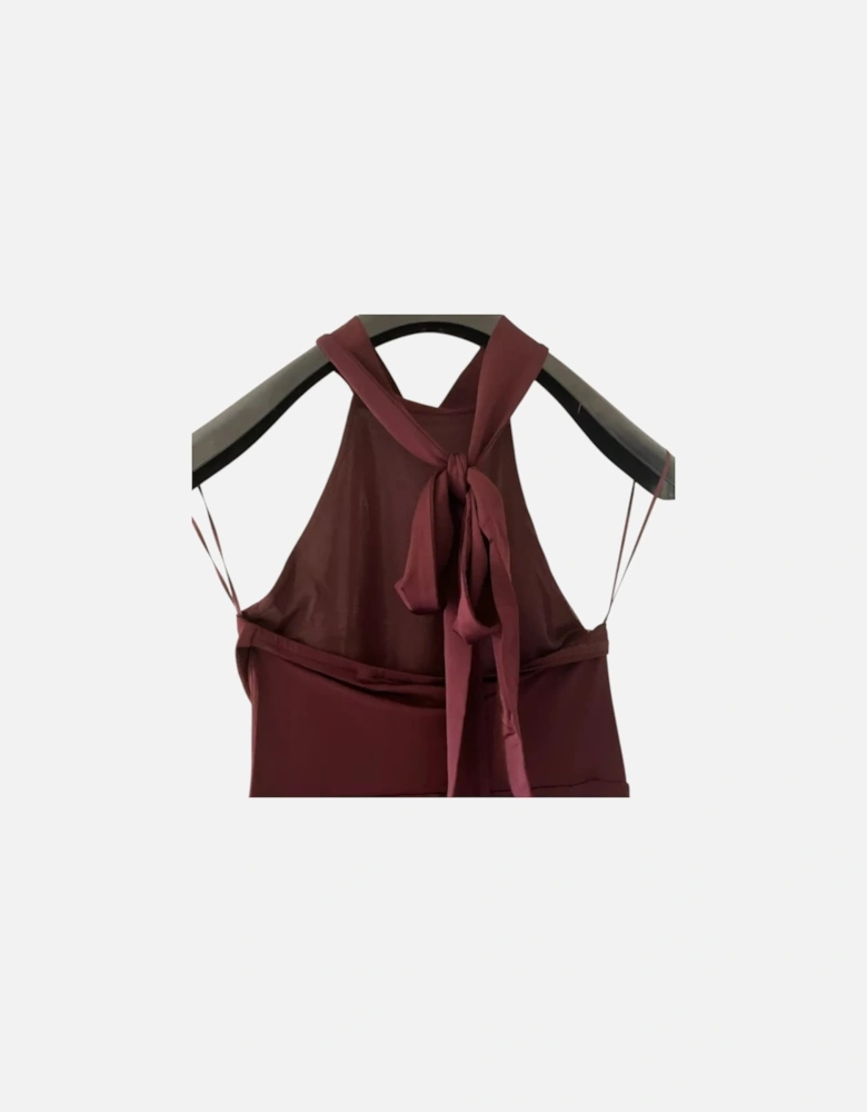 LD99 WMD-BETYEL Halter Neck Dress With Twist Waist Wine Party Tops New