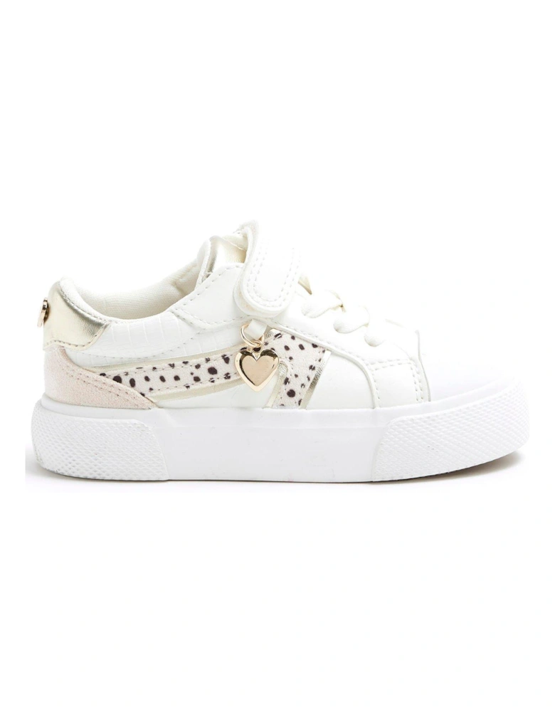 Girls Dalmatian Velcro Trainers - White