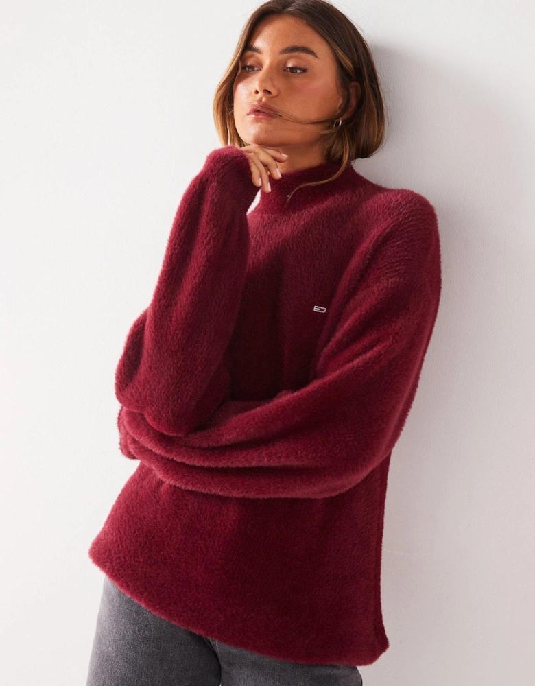 Fluffy Knit Jumper - Red